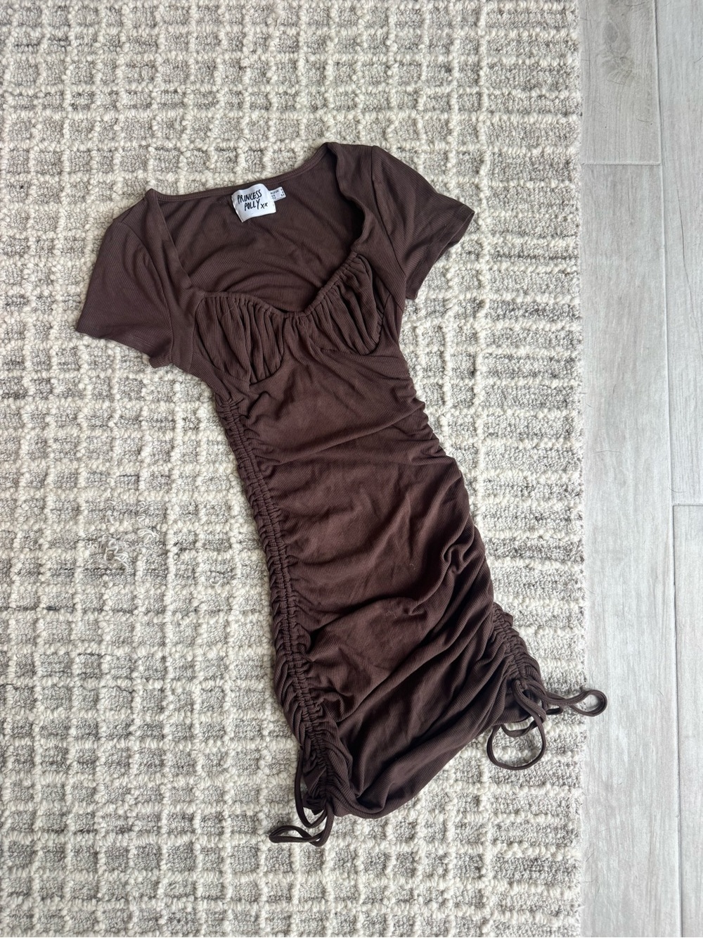 Princess Polly Chocolate Brown Ruched Mini Dress